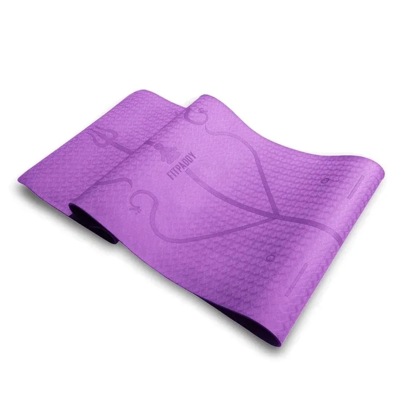 Lila yogamatta 183 x 61 centimeter, 6 millimeter tjock