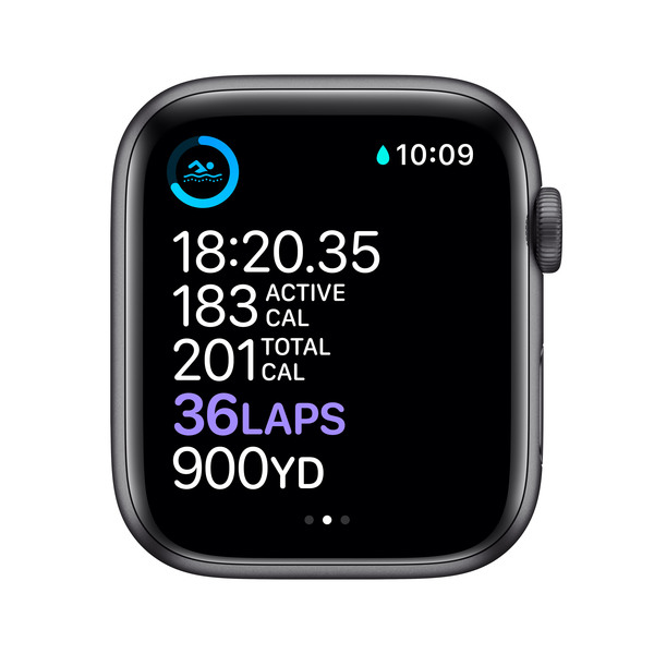 Apple Watch Series 6 GPS + Cellular, 44mm Space Grey Aluminium Case with Black Sport Band - Regular