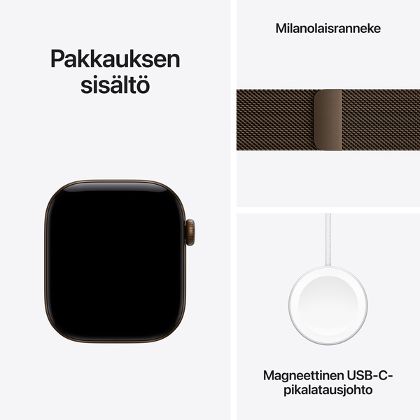 Apple Watch Series 12 (GPS + Cellular) 42 mm aluminiumboett m&ouml;rk brons med milanesisk loop m&ouml;rk brons