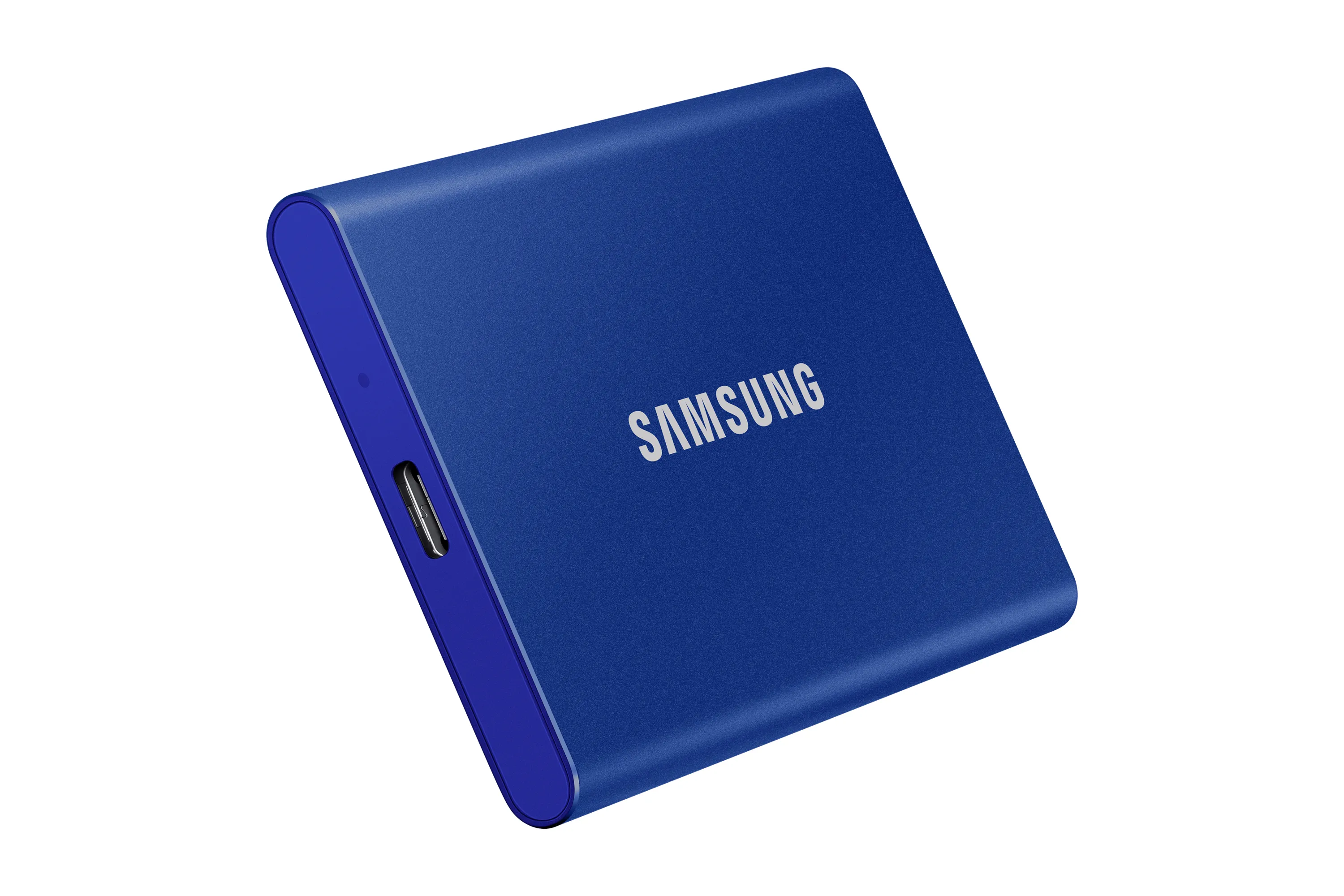 Samsung T7 1 TB extern SSD med USB 3.2 Gen 2 (USB-C), portabel, med h&aring;rdvarukryptering, med l&ouml;senordsskydd, f&ouml;r konsolspel, bl&aring;