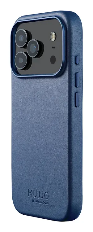 Mujjo Leather Case, iPhone 17 Pro -suojakuori, Monaco Blue