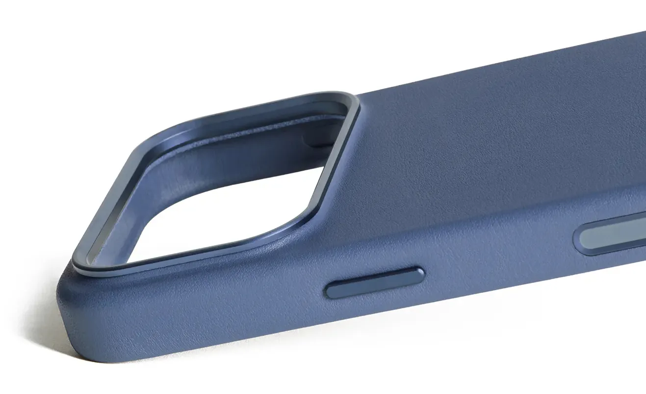Mujjo Leather Case, iPhone 17 Pro -suojakuori, Monaco Blue