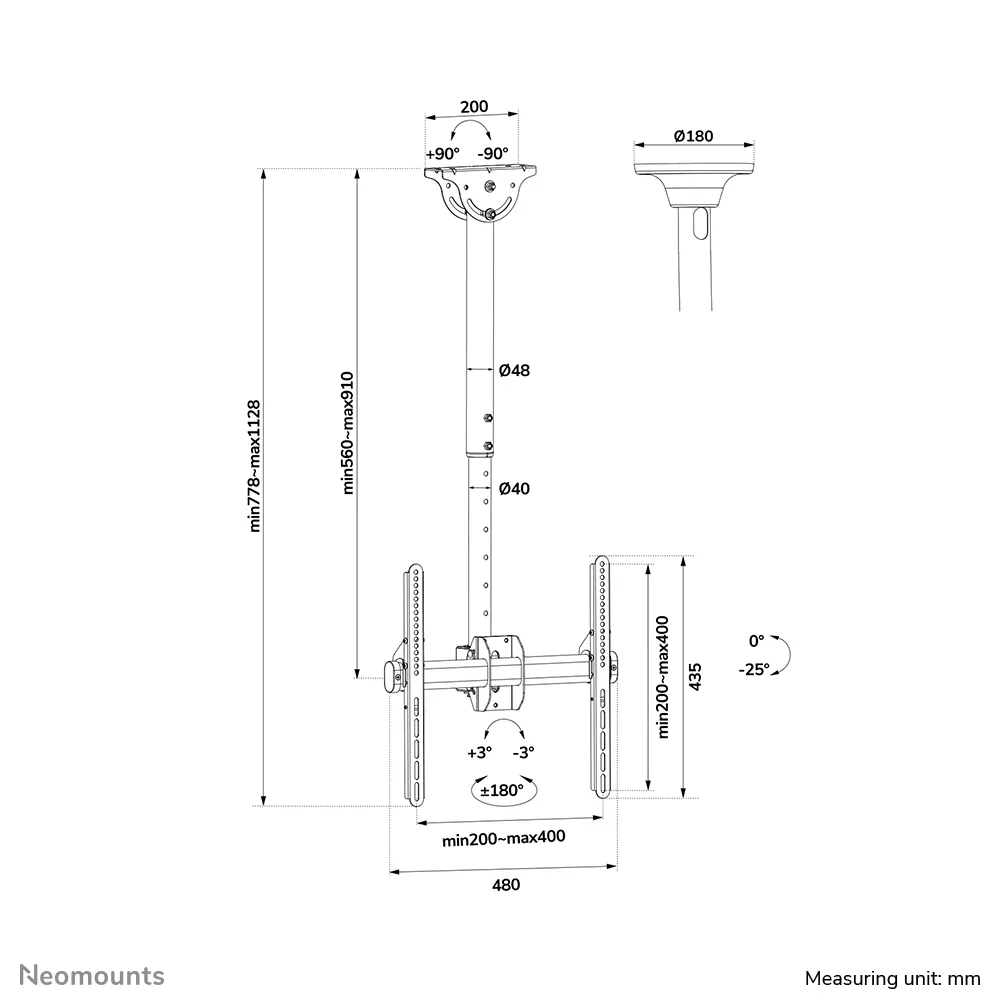 Neomounts by Newstar  Flat screen ceiling mount (32-60&quot;)