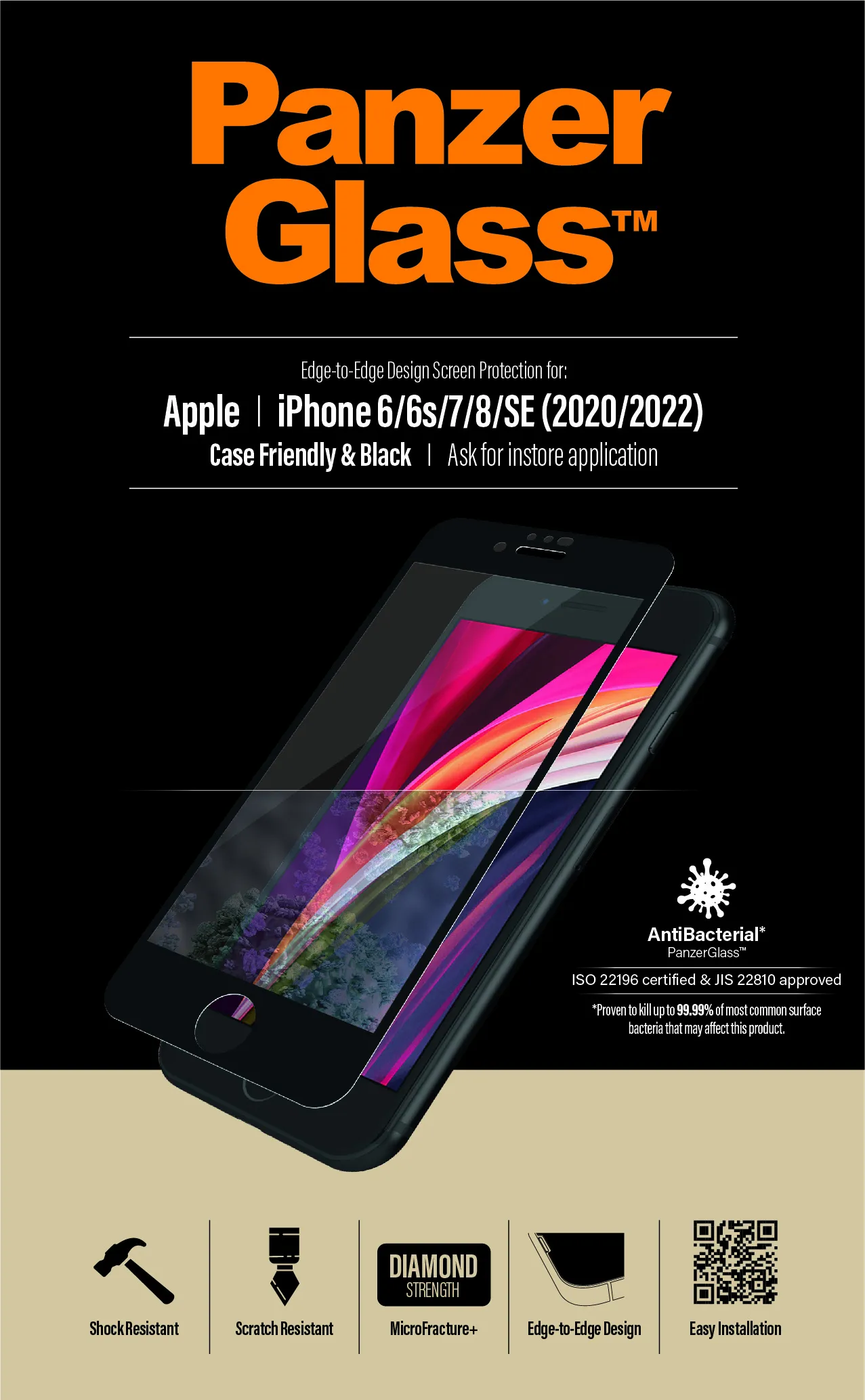 PanzerGlass Case Friendly, iPhone 6/7/8/SE -panssarilasi