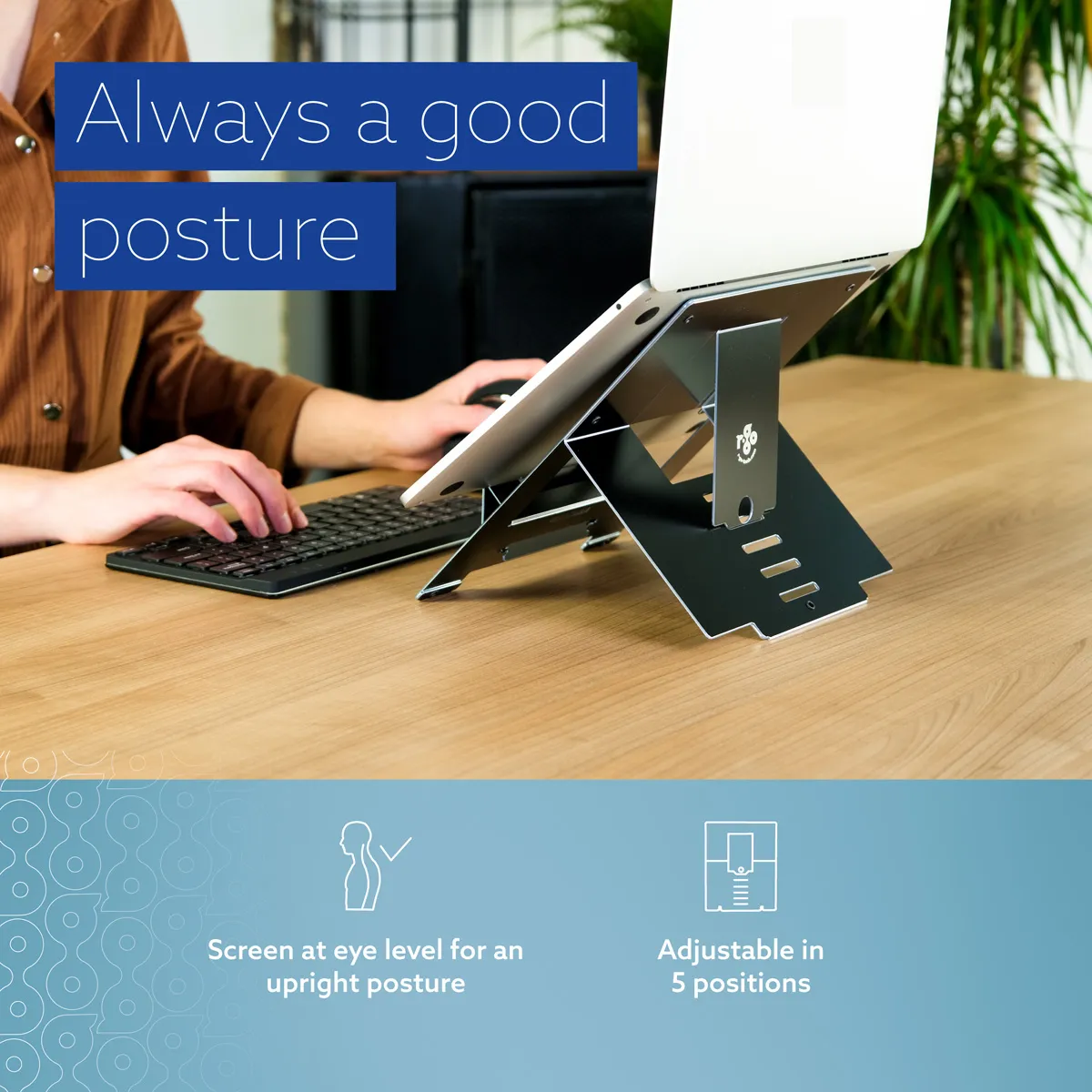 R-Go Riser Flexible Laptop Stand, adjustable, black