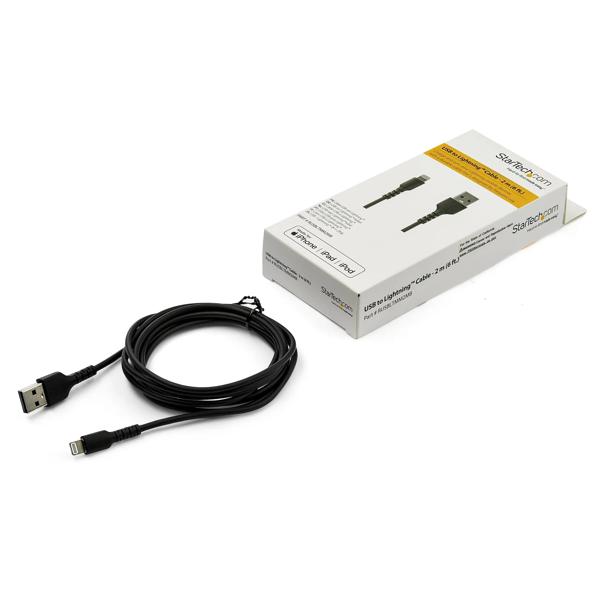 Startech Heavy Duty USB-A - Lightning - cable, 2 m, Black