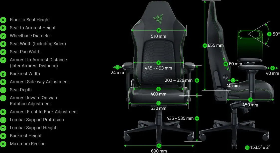Razer Iskur V2 - gaming chair, black/ green