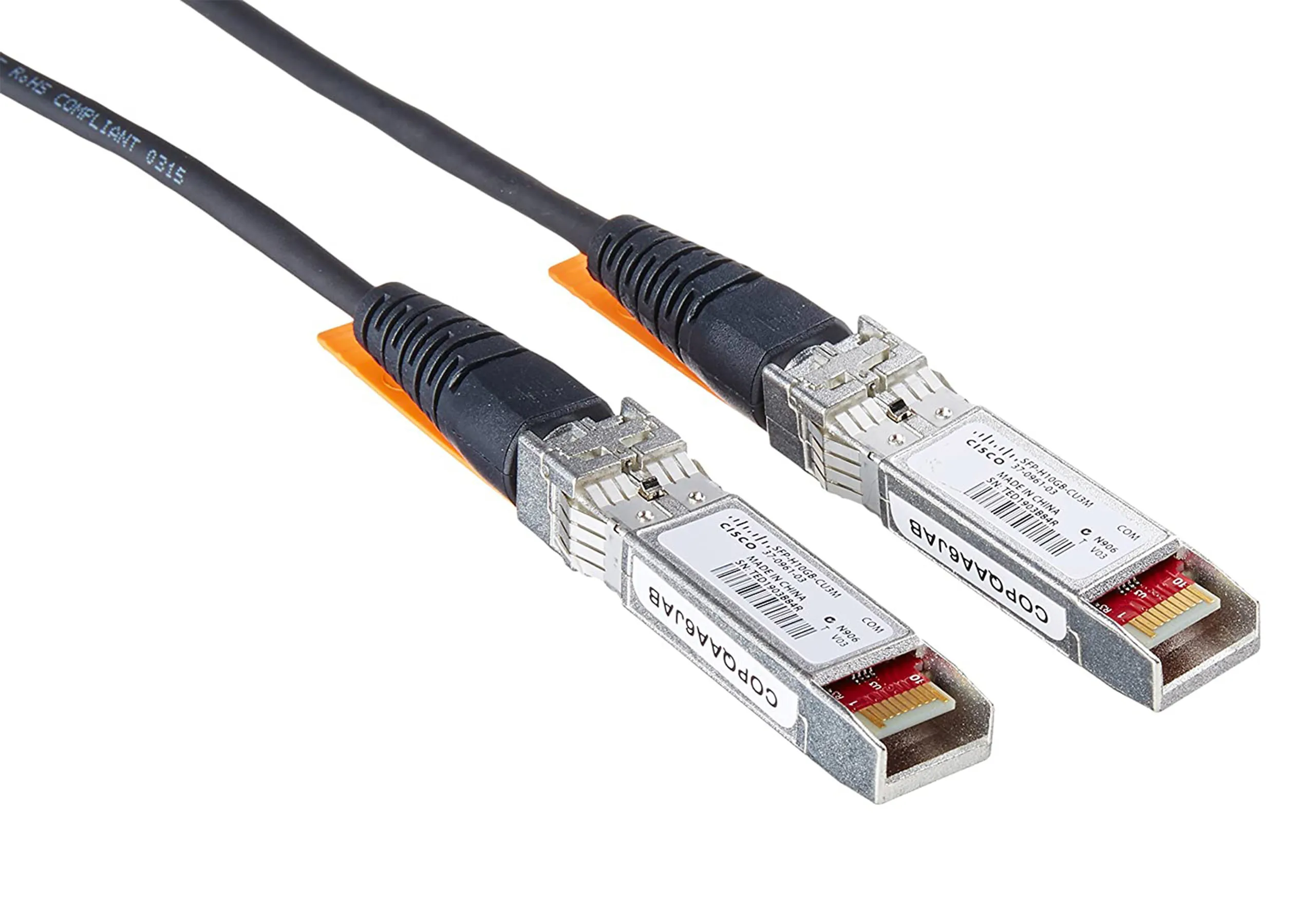 Cisco SFP+ Copper Twinax Cable - Suora kiinnityskaapeli - SFP+ to SFP+ - 3 m - kaksoisakselinen - SFF-8436/IEEE 802.3ae malleihin Catalyst 2960, 2960-24, 2960-4