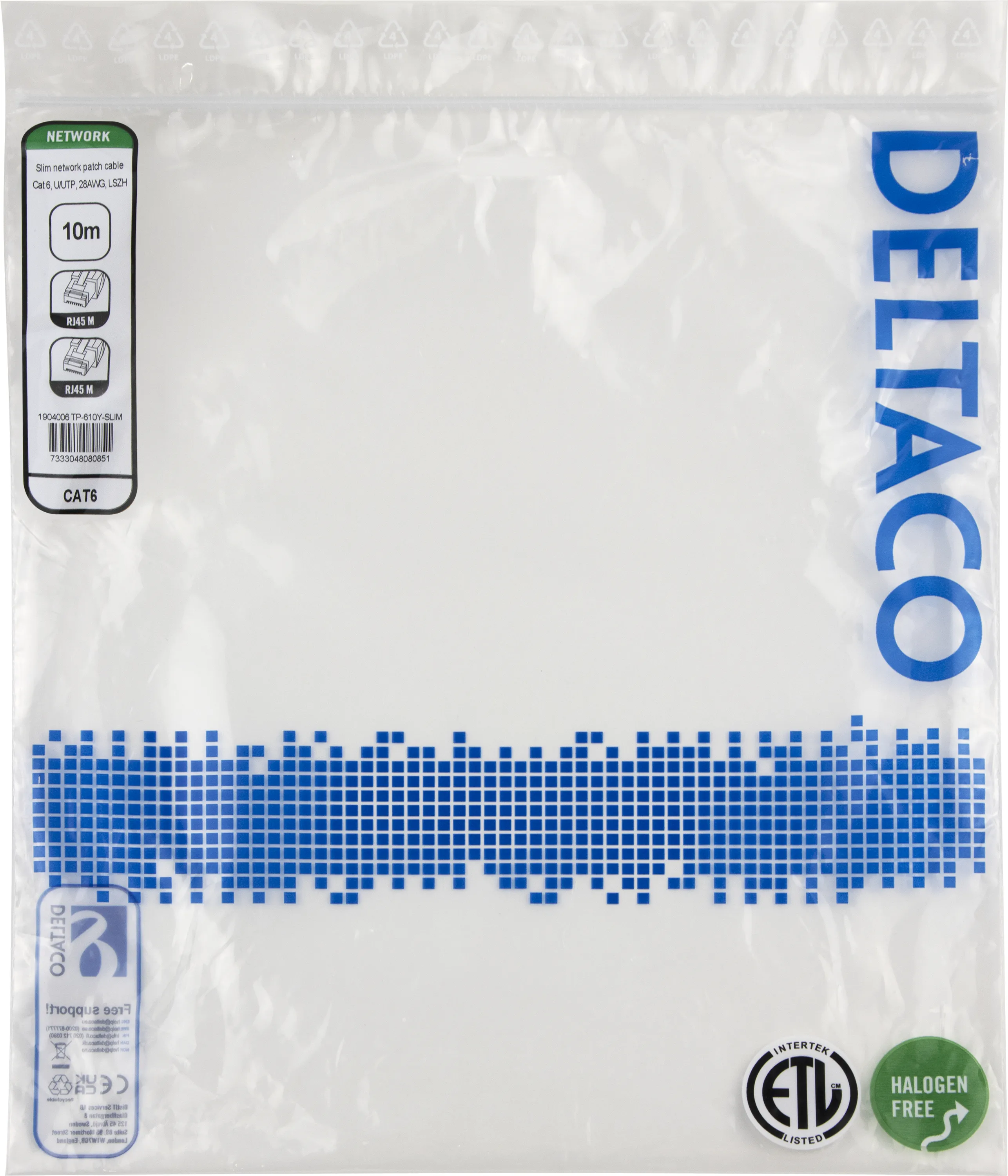 Deltaco Cat6 UTP RJ45 10m -verkkokaapeli, keltainen