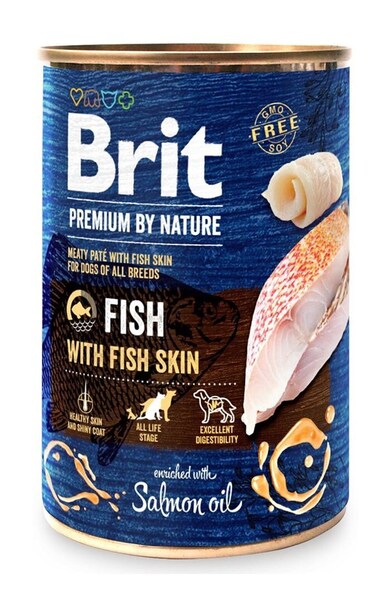 Brit Premium by Nature Fish with Fish Skin, Wet food for dogs, Adult, Grain Free, 400g