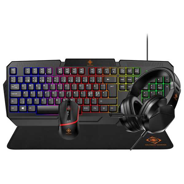 DELTACO GAM-174 Gaming Keyboard and Mouse, Black
