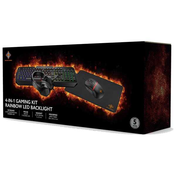 DELTACO GAM-174 Gaming Keyboard and Mouse, Black