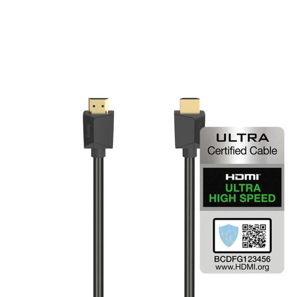Hama HDMI 2.1 Ultra High Speed -kaapeli, jossa 8K, 0,5 m, musta