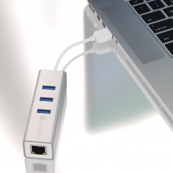 Satechi USB 3.0 hubb - 3 portar + N&auml;tverk (RJ45)