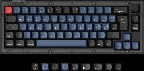 Keychron V2, QMK/VIA, RGB, Hot Swap 65%, Fully Assembled Knob, Frosted Black, K Pro Red - wireless gaming keyboard