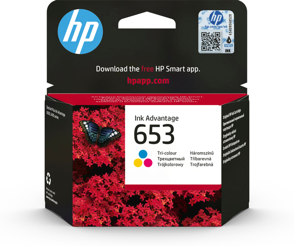 HP 653 - Väri (sinivihreä, sinipunainen, keltainen) - alkuperäinen - Ink Advantage - mustepatruuna malleihin DeskJet Plus Ink Advantage 6075, Ink Advantage 6475