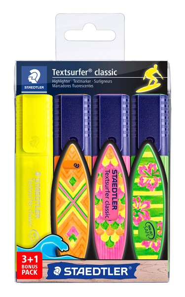STAEDTLER Textsurfer classic 364, 5mm, 4 pcs, Yellow, pink, blue and green - highlighter