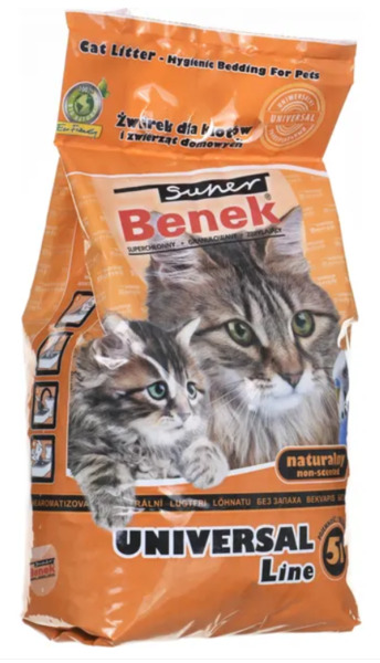Super Benek Universal bentonit klumpbildande kattsand, oparfymerad, f&ouml;r flera katter, 5 l