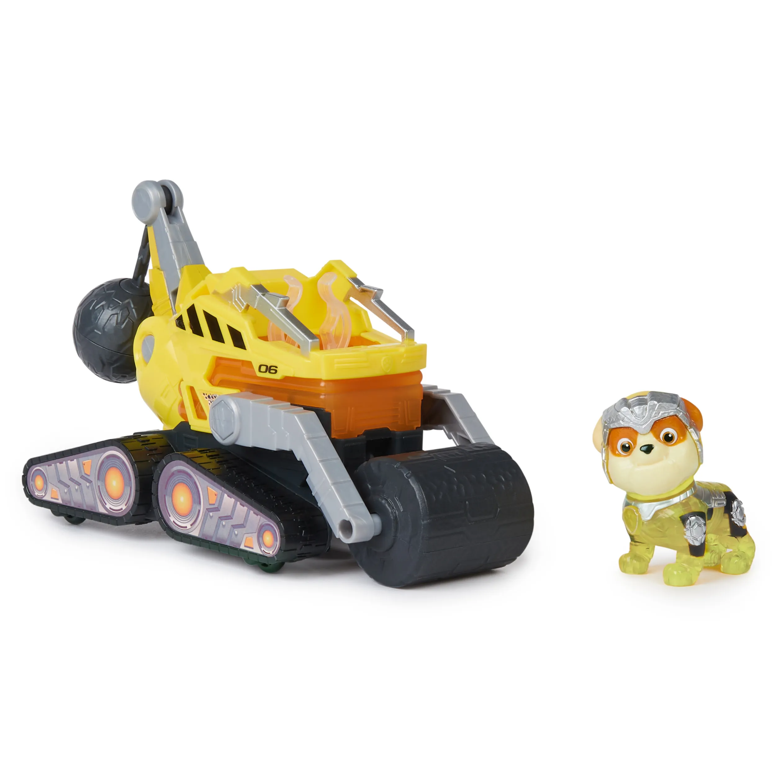 Spin Master Paw Patrol Mighty movie - basic vehicle from Rubble with puppy figure, toy vehicle