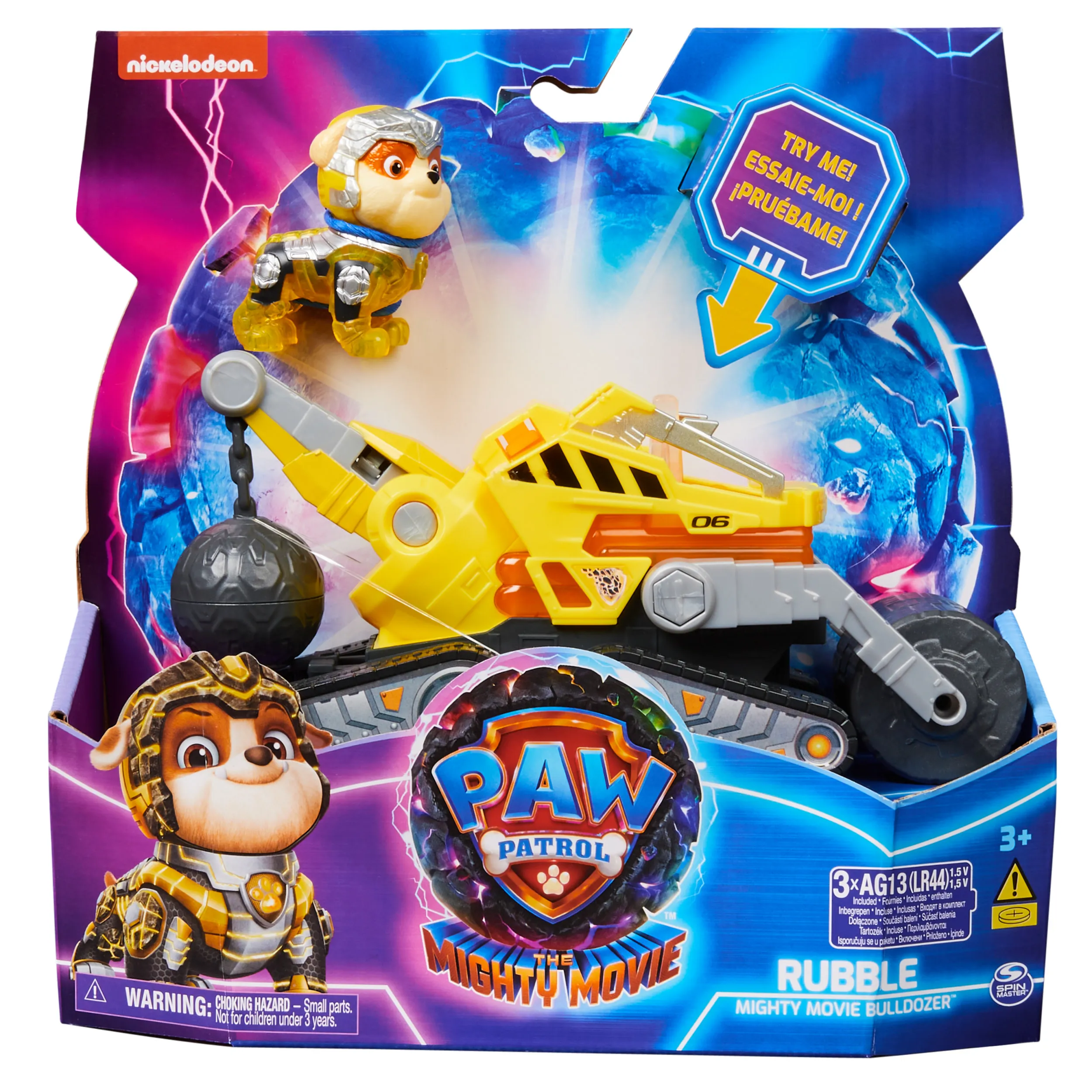 Spin Master Paw Patrol Mighty movie - basic vehicle from Rubble with puppy figure, toy vehicle