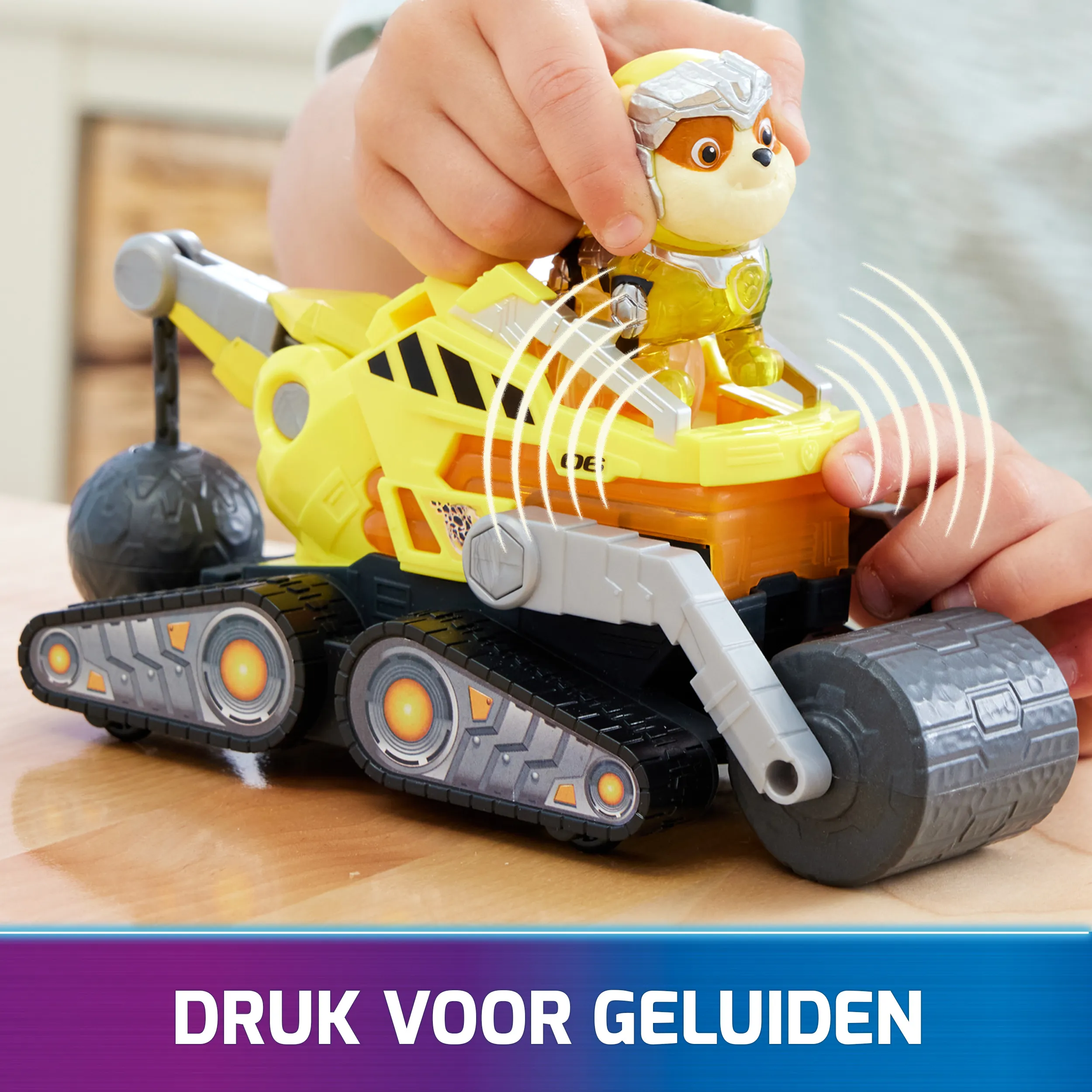 Spin Master Paw Patrol Mighty movie - basic vehicle from Rubble with puppy figure, toy vehicle