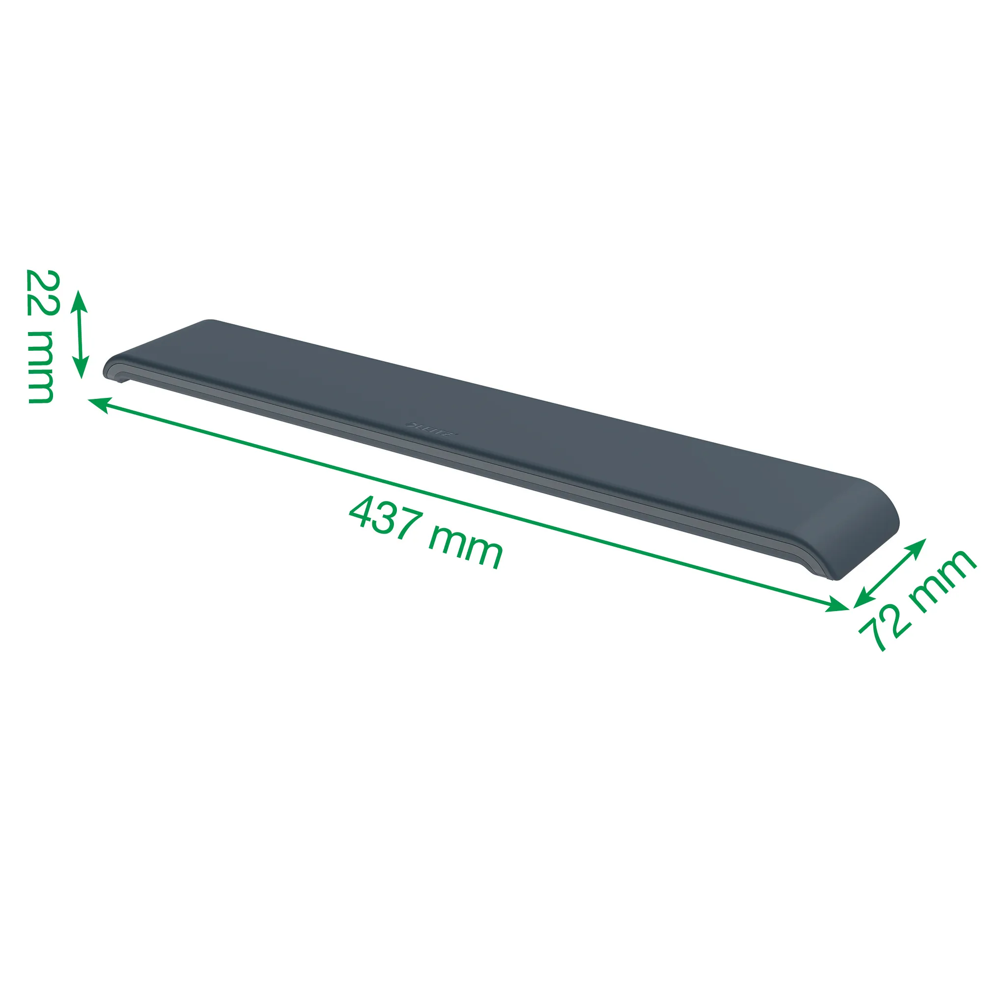 Leitz L:Ergo - wrist rest, dark grey, 22x437x72mm