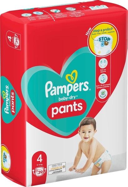 Uutuus! Baby-Dry Pants S4 9-15kg s&auml;&auml;st&ouml;pakkaus 39 kpl. Korvaa tuotteen 8001841461205.