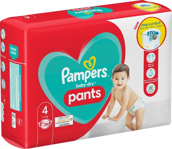 Uutuus! Baby-Dry Pants S4 9-15kg s&auml;&auml;st&ouml;pakkaus 39 kpl. Korvaa tuotteen 8001841461205.