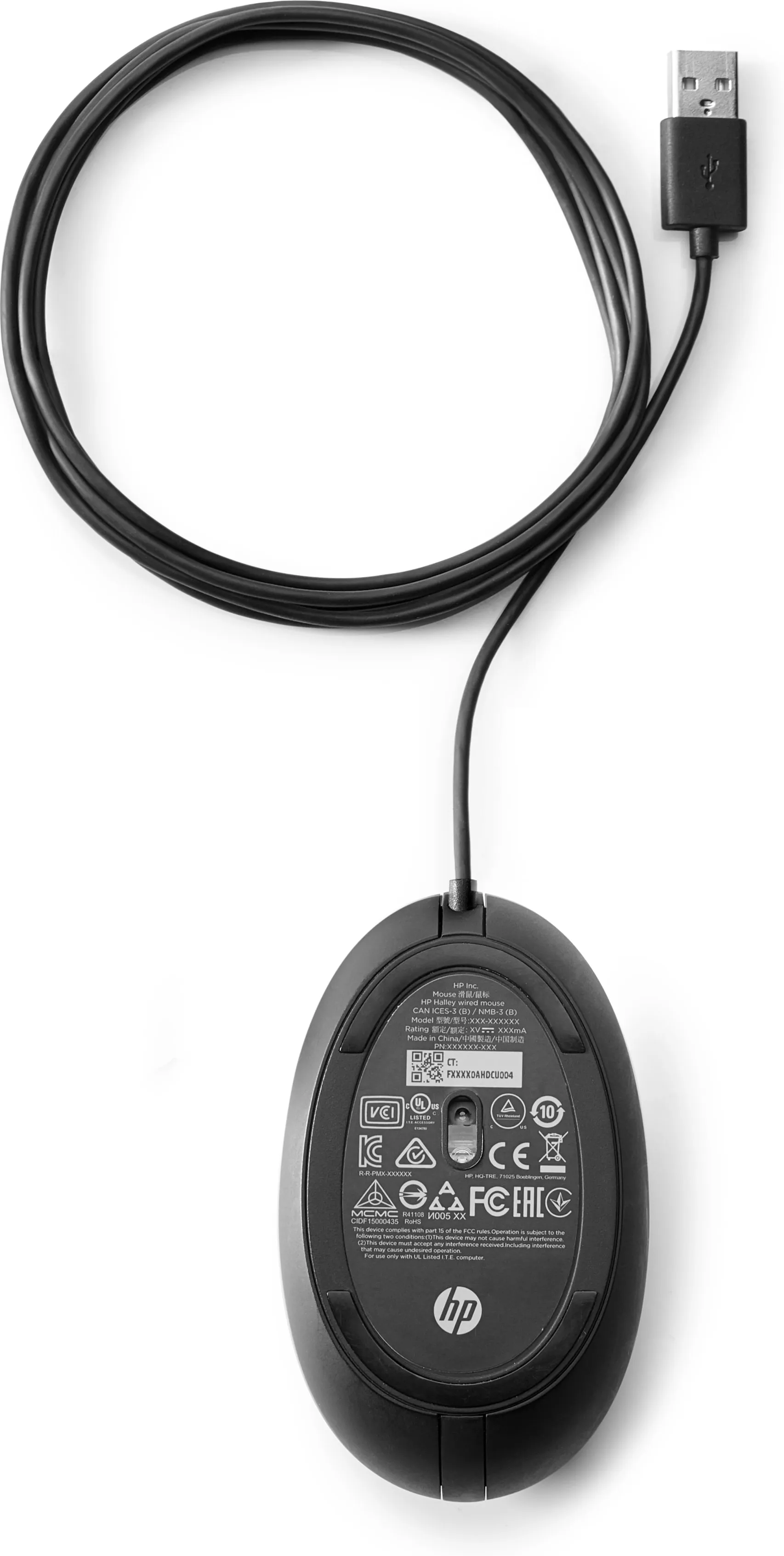 HP Desktop 320M Wired Mouse, Black