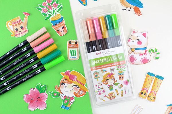 TOMBOW ABT Dual Brush Garden, 6 kpl -kaksoissivellinkyn&auml;