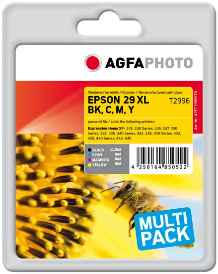 AGFAPHOTO APET299SETD XL ink cartridge kit, Black/Cyan/Magenta/Yellow, 4 pcs
