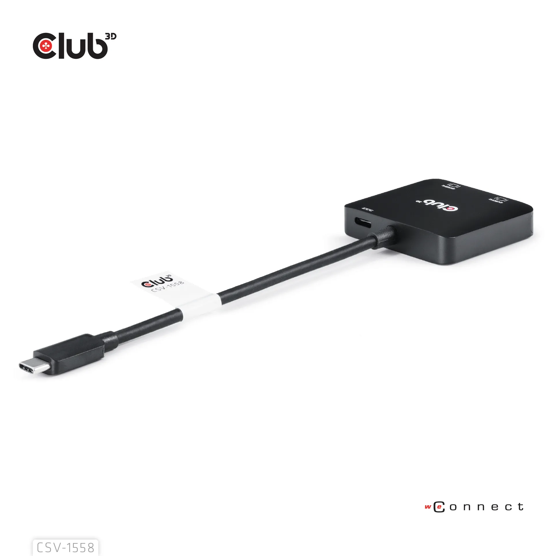 CLUB 3D USB-C to 2x HDMI Hub, 15 cm, Black