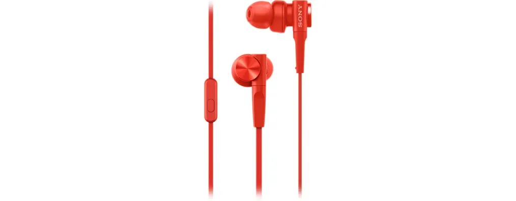 Sony MDR-XB55AP - in-ear headphones, red