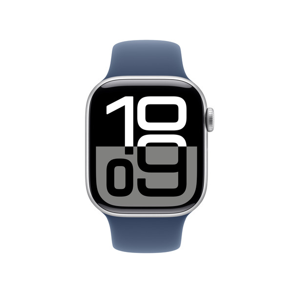 APPLE Watch Series 10 GPS 42mm Silver Aluminium Case with Denim Sport Band - M/L