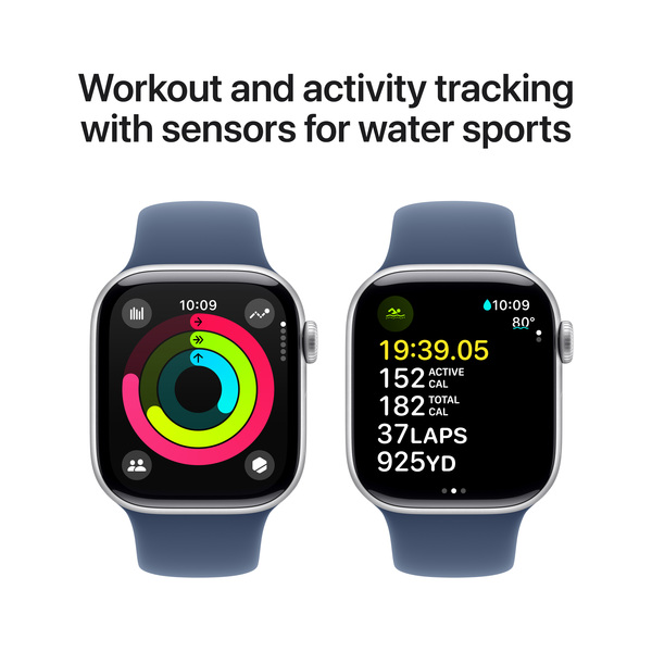 APPLE Watch Series 10 GPS 42mm Silver Aluminium Case with Denim Sport Band - M/L