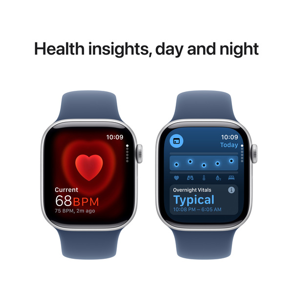 APPLE Watch Series 10 GPS 42mm Silver Aluminium Case with Denim Sport Band - M/L