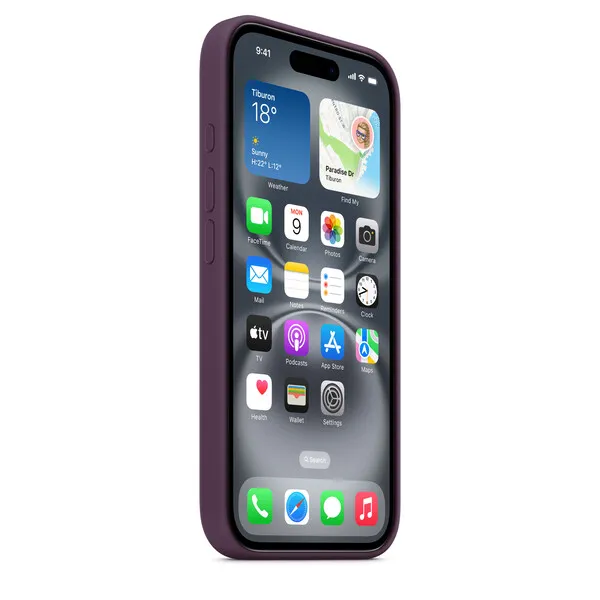 Apple iPhone 16, MagSafe - silicone case, Plum