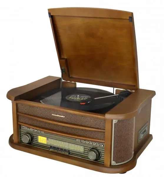 Soundmaster Music system Vinyl CD Radio Bluetooth Retro design NR560 Wood