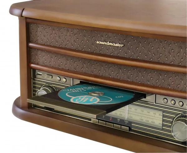 Soundmaster Music system Vinyl CD Radio Bluetooth Retro design NR560 Wood