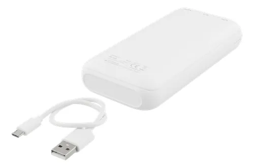 Deltaco 20000mAh, USB-C, 2x USB-A - Powerbank, White