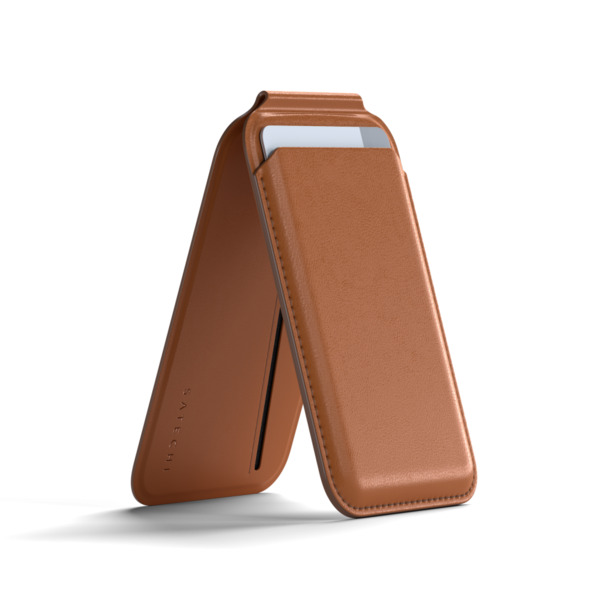 Satechi Vegan-Leather Magnetic Wallet Stand -lompakko, Ruskea