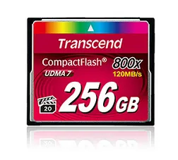 Transcend 256 Gt CompactFlash 800x VPG-20 -muistikortti, musta