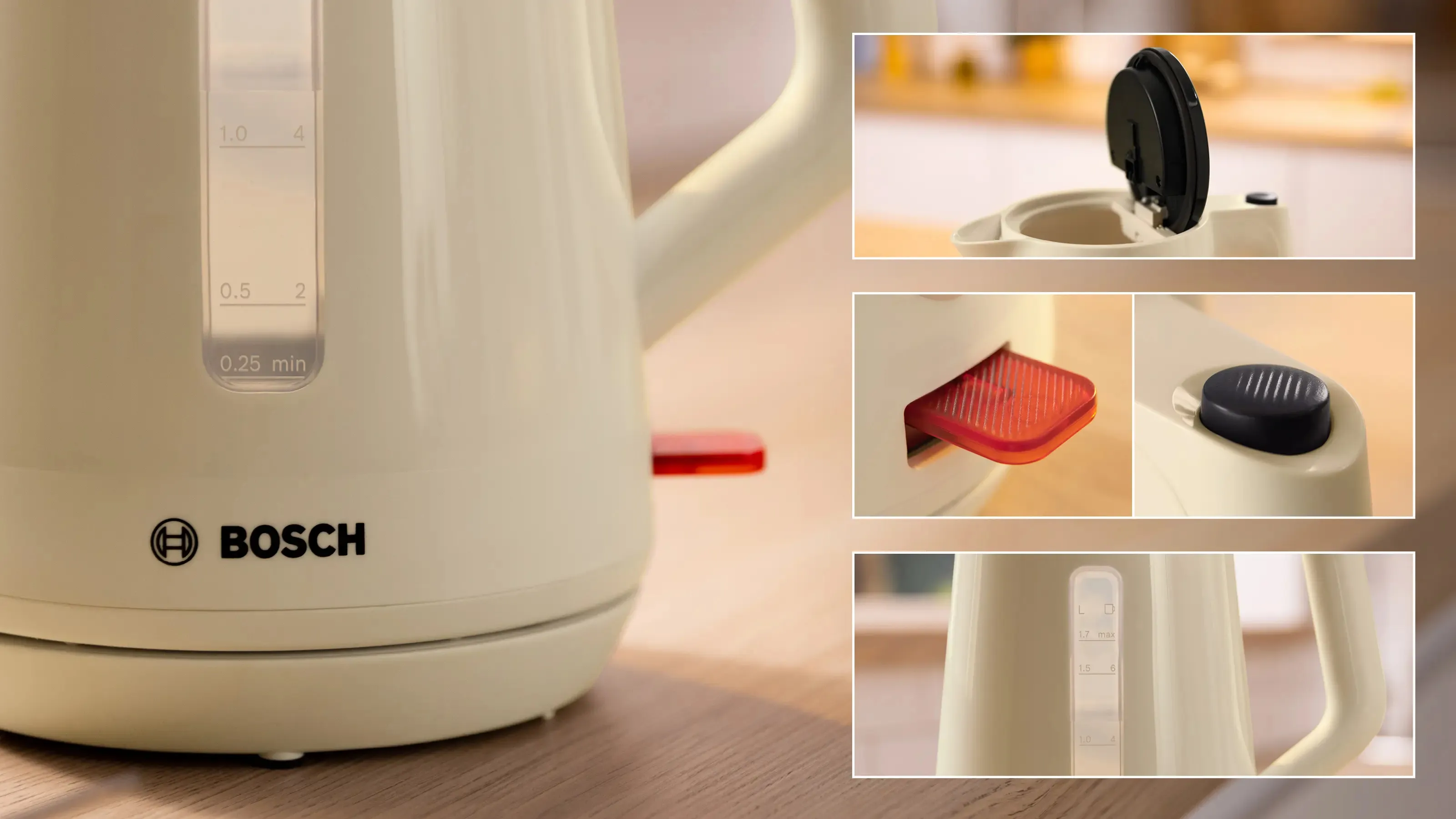 Bosch MyMoment TWK1M127 kettle, 1.7L, 2400W, Cream/Beige