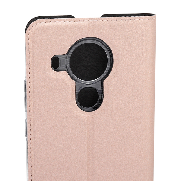 Wave Book Case, Nokia 5.4 - case, Rose gold