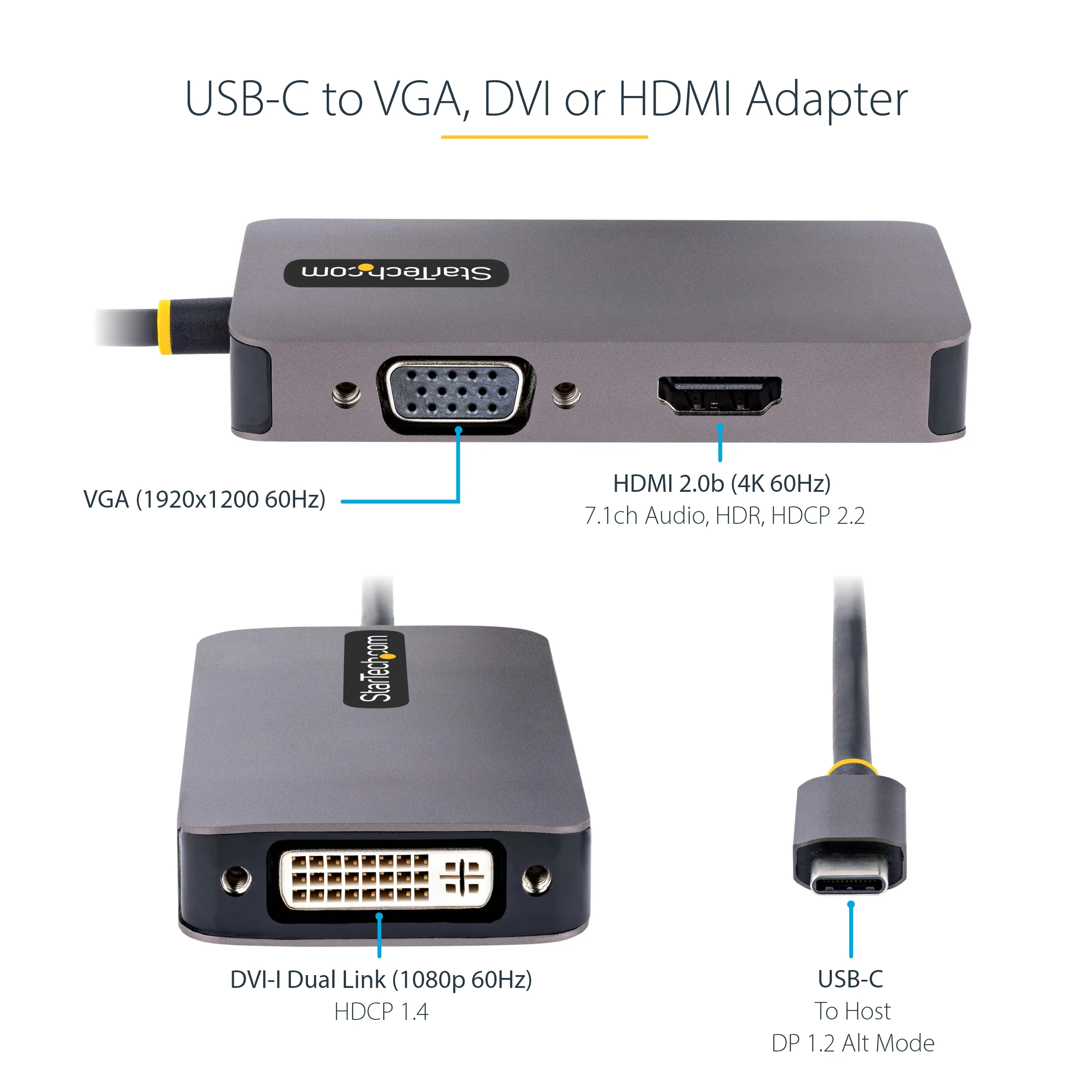 Startech USB-C - HDMI/VGA/DVI - adapter