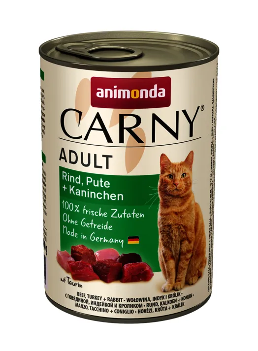 Animonda Carny Adult Beef, Turkey &amp; Rabbit, Wet food for cats, 400g