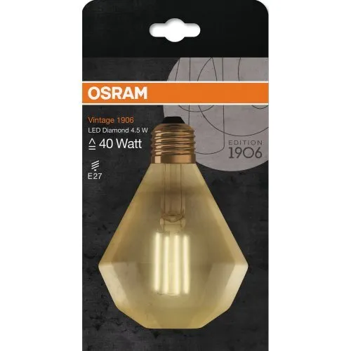LED 1906 Vintage diamond 40W/825 filament gold E27