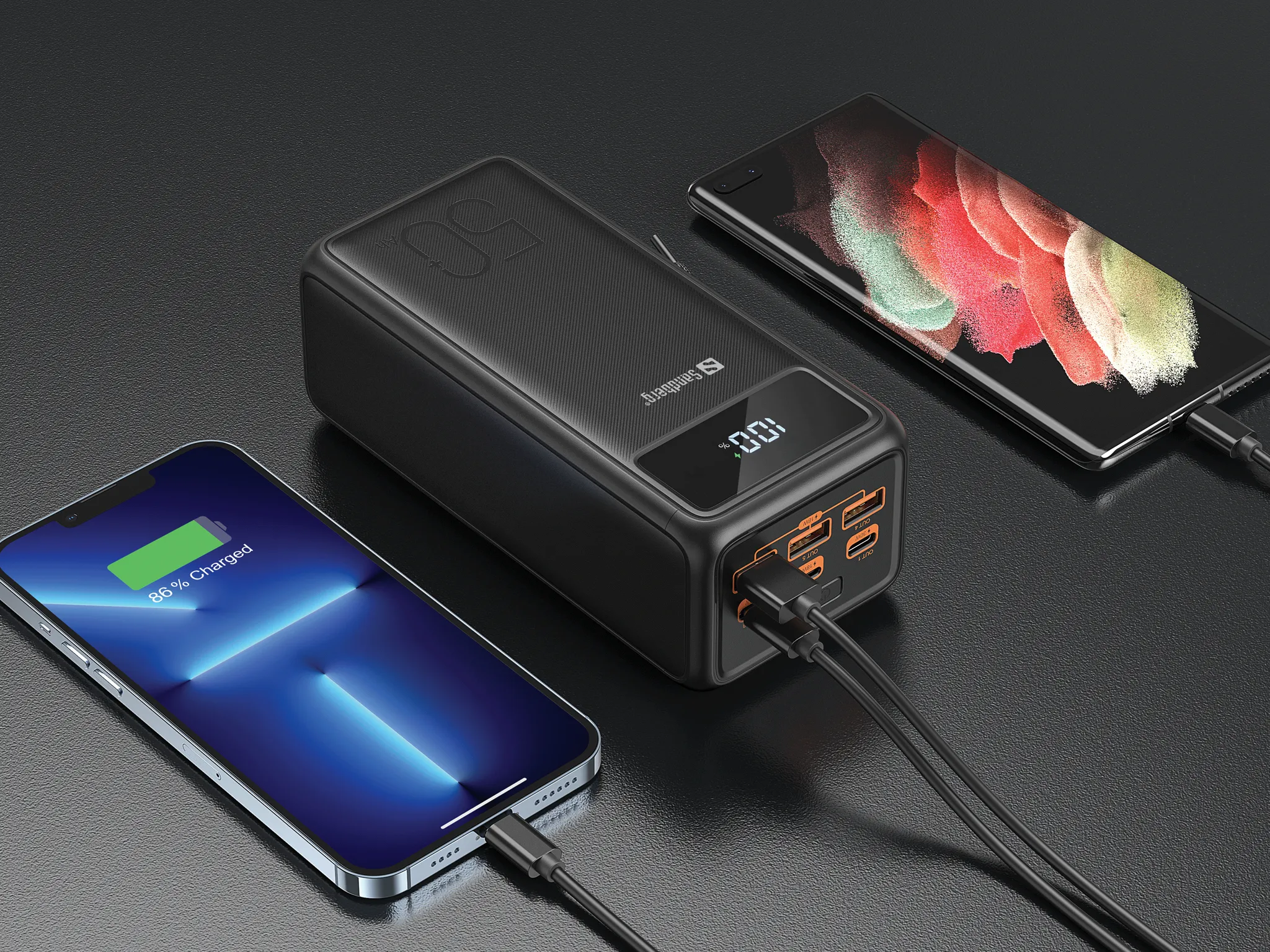 Sandberg USB-C PD 130W 50000mAh, 130W -varavirtal&auml;hde, Musta