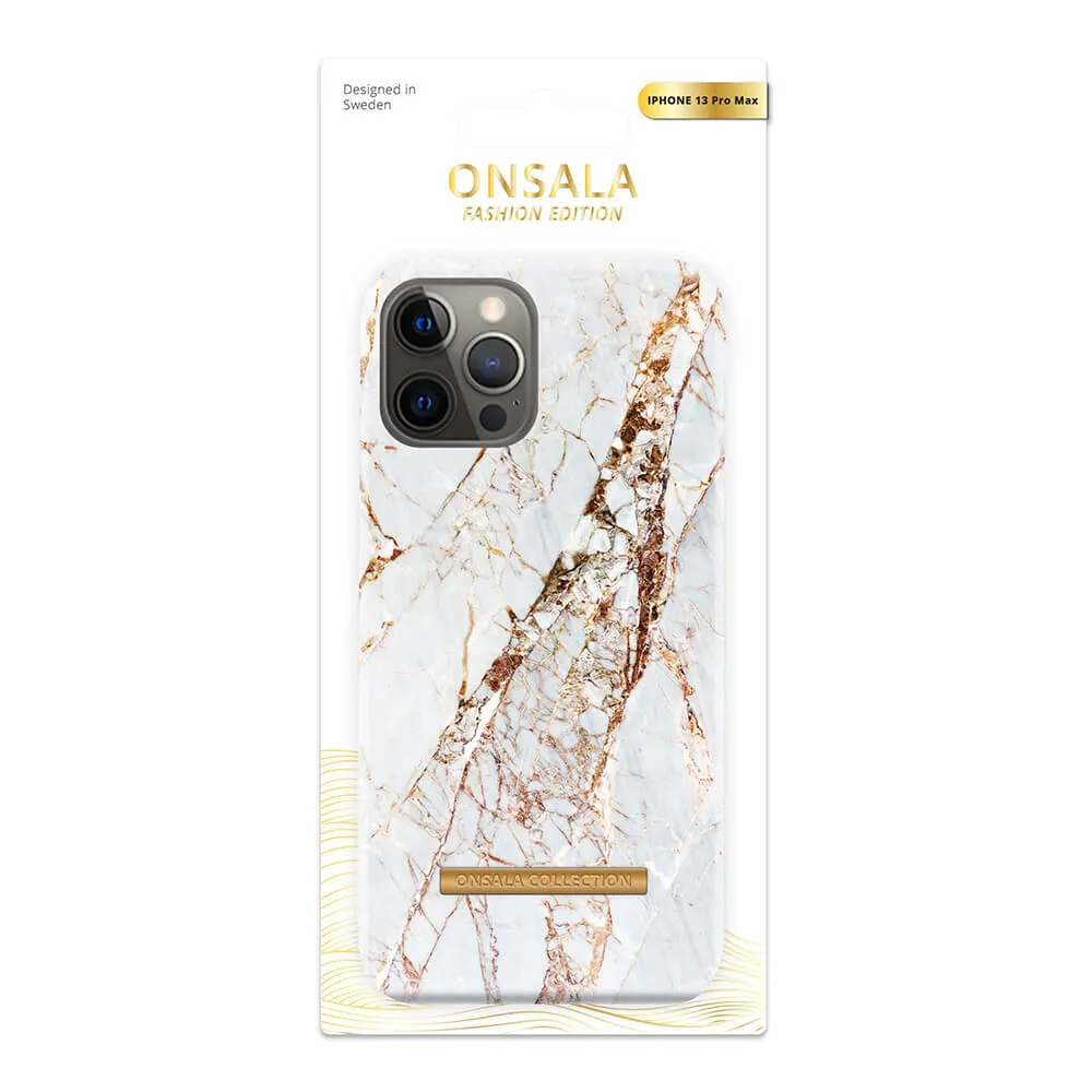 ONSALA COLLECTION Mobilskal Soft White Rhino Marble iPhone 13 Pro Max