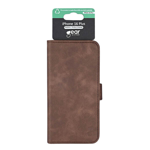 GEAR Wallet MagSeries, iPhone 16 Plus -lompakkokotelo, Ruskea